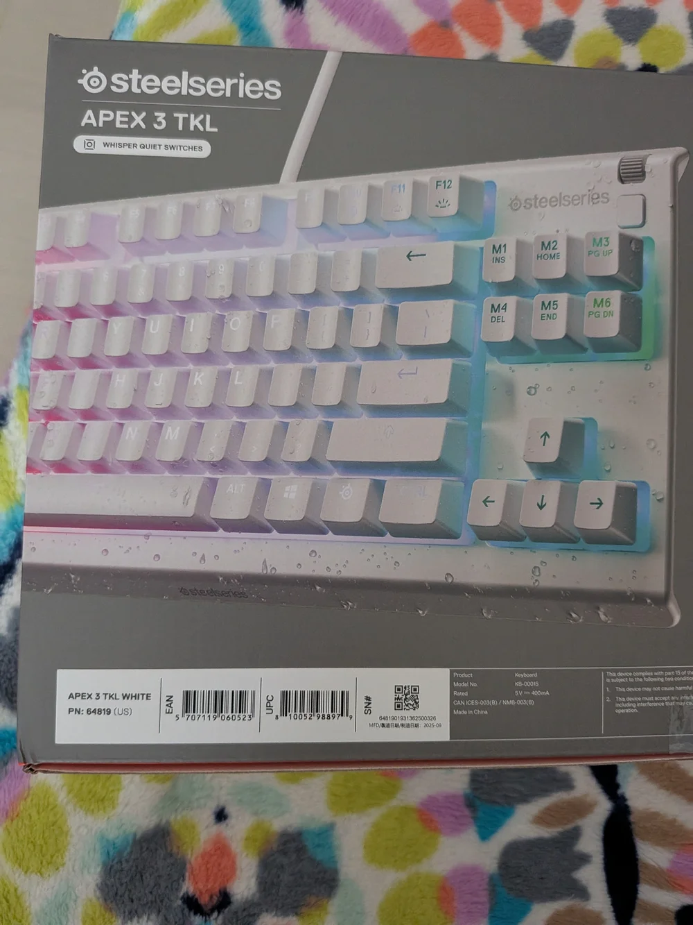 SteelSeries Apex 3 TKL White RGB Tenkeyless Gaming Keyboard